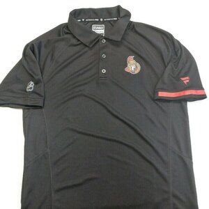 Fanatics Authentic Pro Mens Size L Ottawa Senators Short Sleeve Golf Polo Black